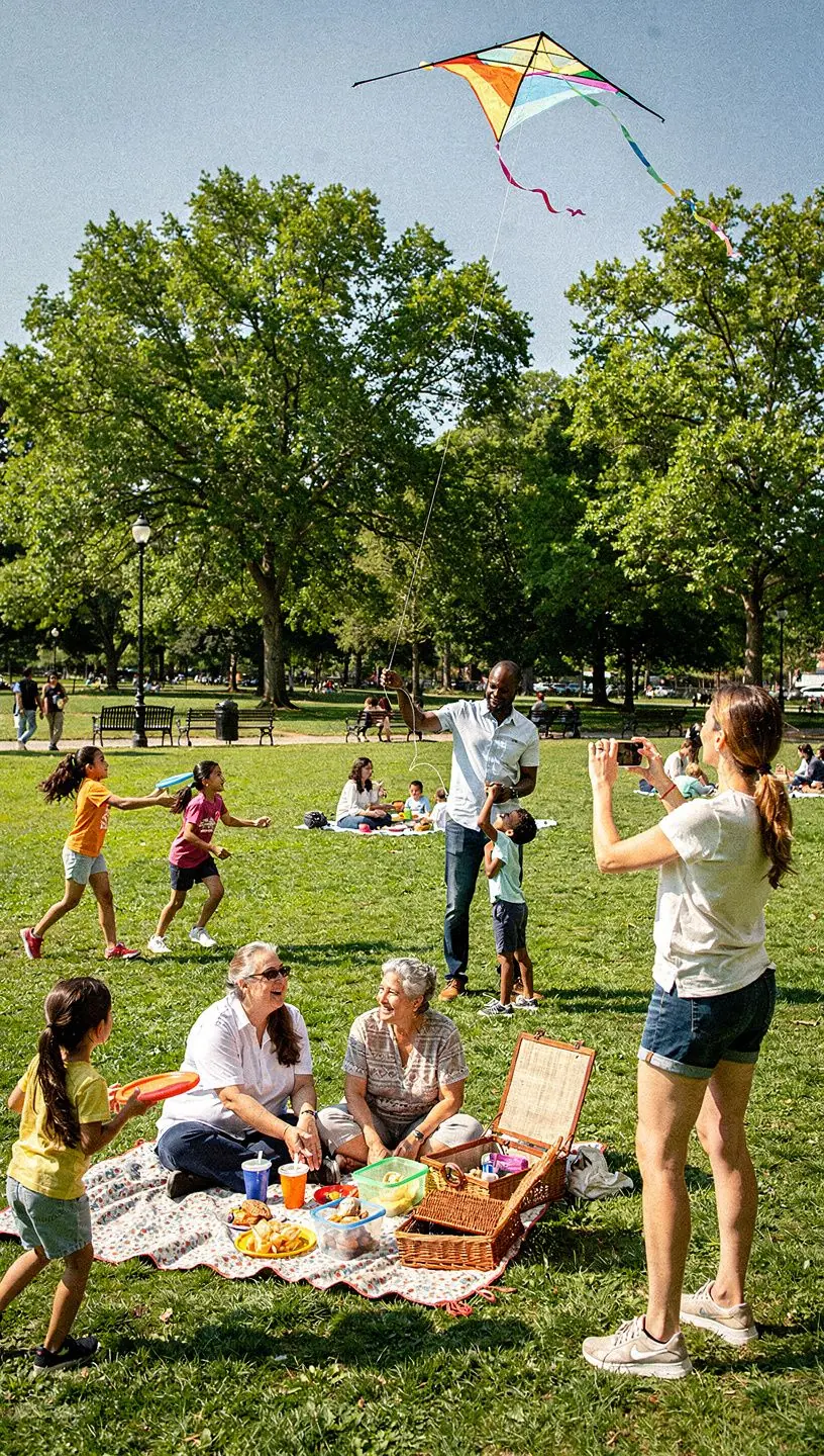 Illustration of diverse community members discussing neighborhood associations.